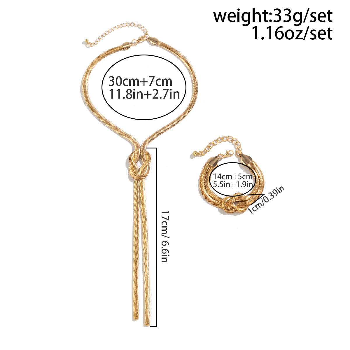 2-Piece Snake Chain Jewelry Set – Necklace & Bracelet for Women