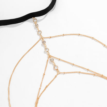 Boho Crystal Thigh Chain – Adjustable Tassel Body Jewelry