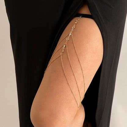Boho Crystal Thigh Chain – Adjustable Tassel Body Jewelry