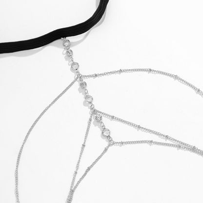 Boho Crystal Thigh Chain – Adjustable Tassel Body Jewelry