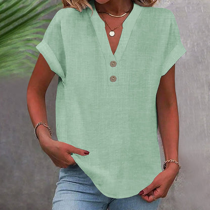 Casual V-Neck Short Sleeve Top