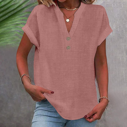 Casual V-Neck Short Sleeve Top