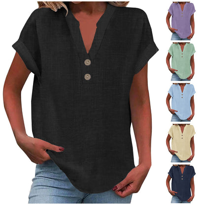 Casual V-Neck Short Sleeve Top