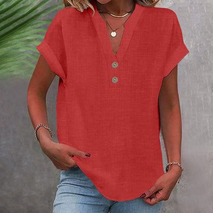 Casual V-Neck Short Sleeve Top