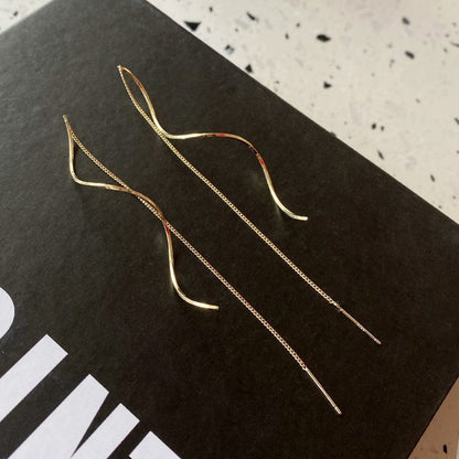 Korean Tassel Threader Earrings – Elegant Long Chain Jewelry for Women