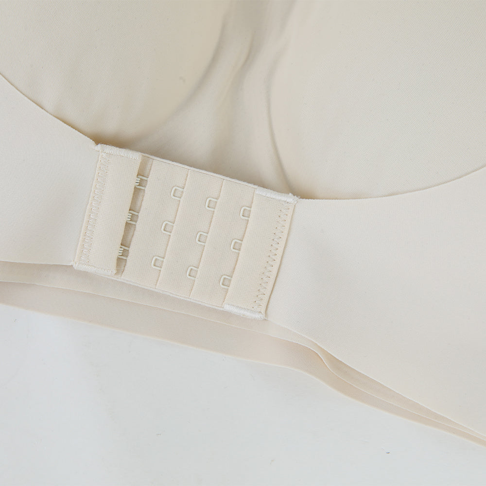 Seamless Strapless Front-Closure Bra – Padded, Cross-Band Support for All-Day Comfort